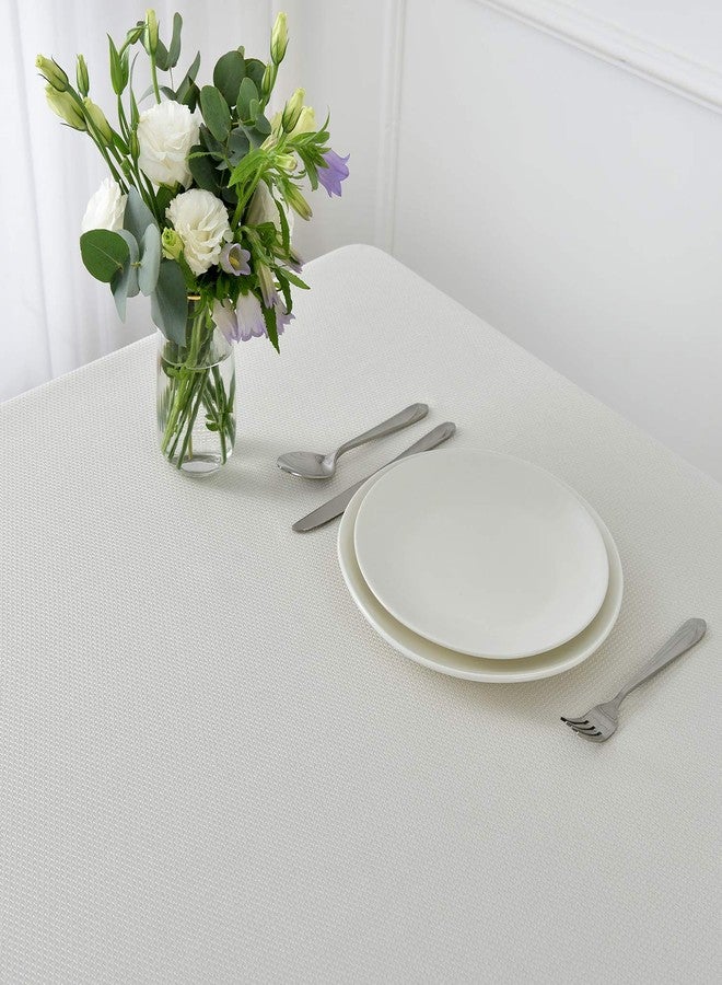 maxmill Textured Rectangle Tablecloth Water Resistant Wrinkle Free Spill-Proof, Soft Jacquard Table Cloth for Buffet Banquet Parties Event Holiday Dinner, Indoor and Outdoor Use, 60 x 84 Inch Ivory - Image 4